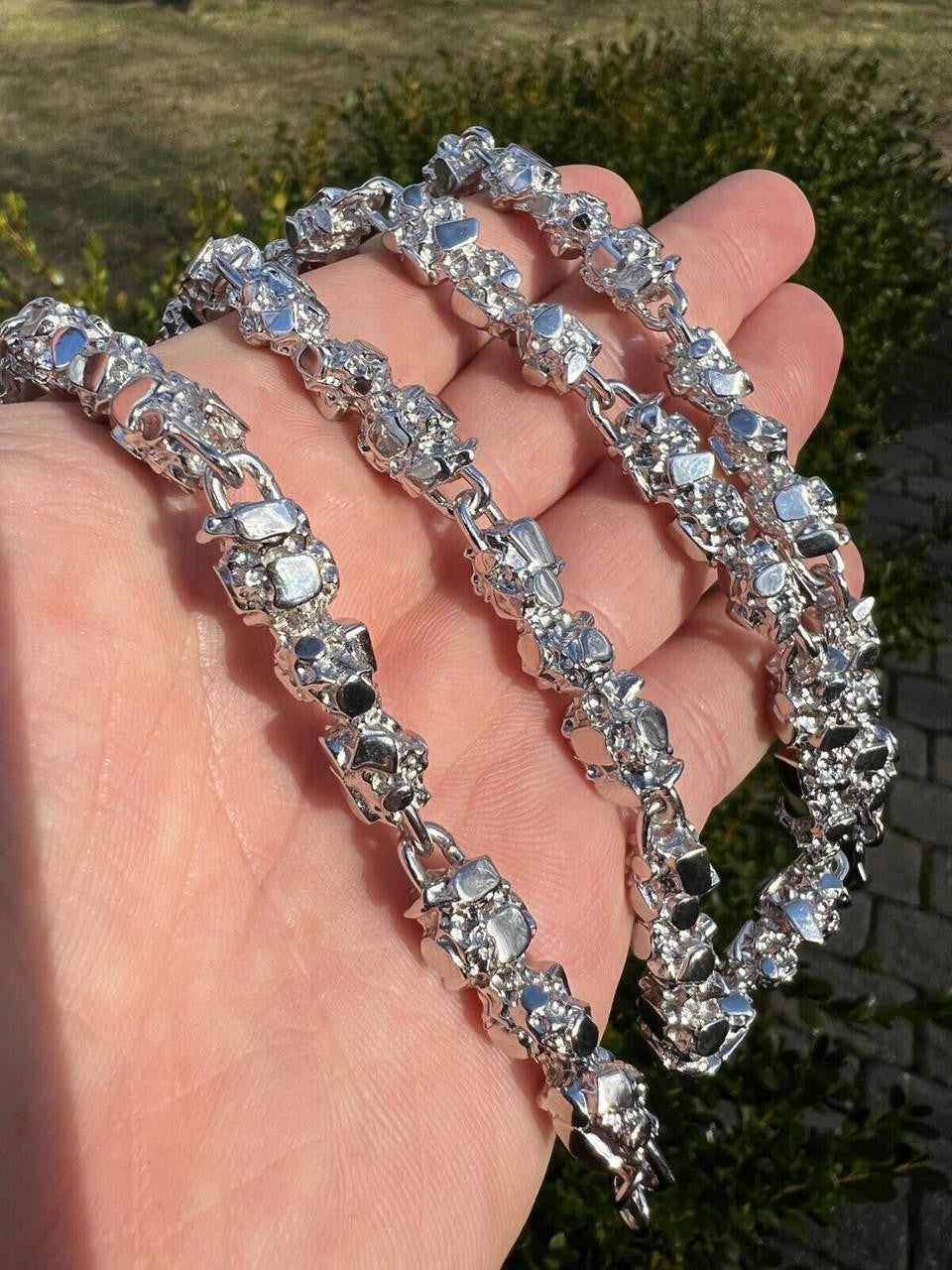 Italiano Silver, Inc. Mens HEAVY Real Solid 925 Sterling Silver Nugget Link Chain Necklace 8mm 18-30"