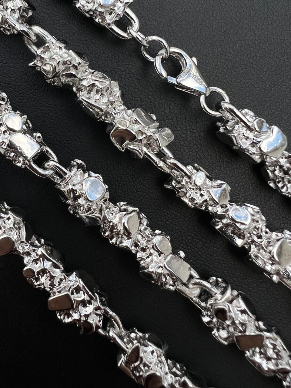Italiano Silver, Inc. Mens HEAVY Real Solid 925 Sterling Silver Nugget Link Chain Necklace 8mm 18-30"
