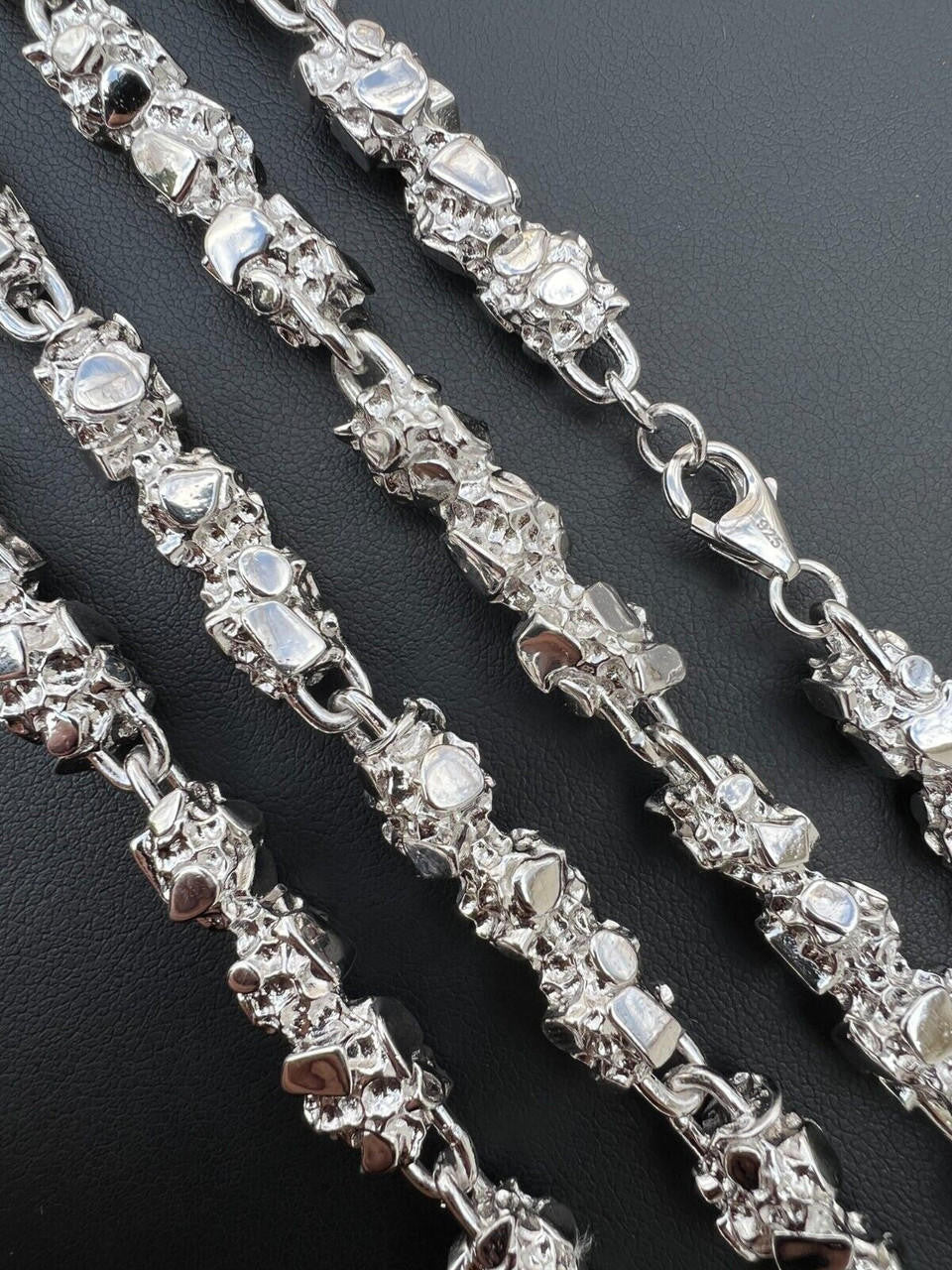 Italiano Silver, Inc. Mens HEAVY Real Solid 925 Sterling Silver Nugget Link Chain Necklace 8mm 18-30"