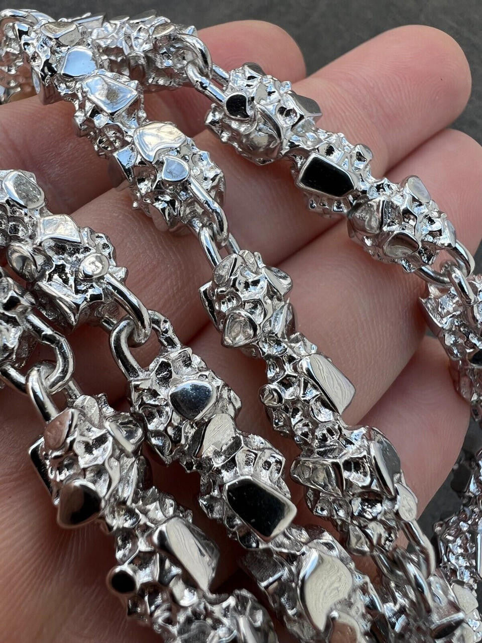 Italiano Silver, Inc. Mens HEAVY Real Solid 925 Sterling Silver Nugget Link Chain Necklace 8mm 18-30"