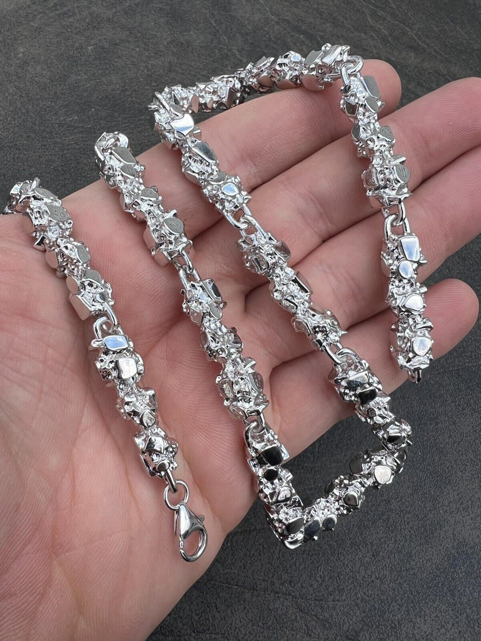 Italiano Silver, Inc. Mens HEAVY Real Solid 925 Sterling Silver Nugget Link Chain Necklace 8mm 18-30"