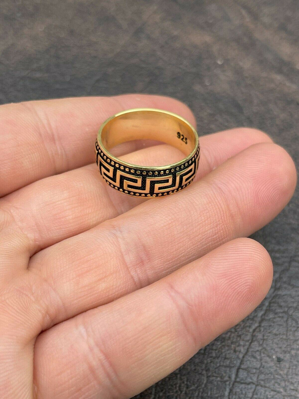 Mens Plain Ring Real 14k Gold Over Solid 925 Silver Pinky Wedding