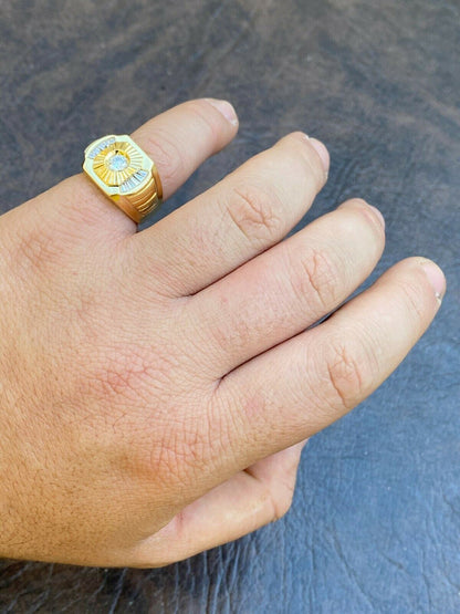 Italiano Silver, Inc Mens Real 925 Silver and 14k Yellow Gold Iced Baguette Diamond Custom Ring sz 7-13