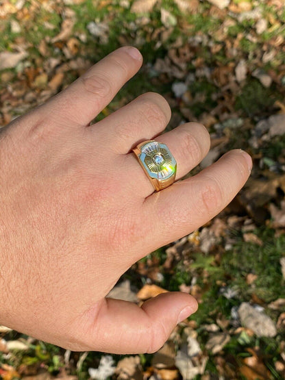 Italiano Silver, Inc Mens Real 925 Silver and 14k Yellow Gold Iced Baguette Diamond Custom Ring sz 7-13