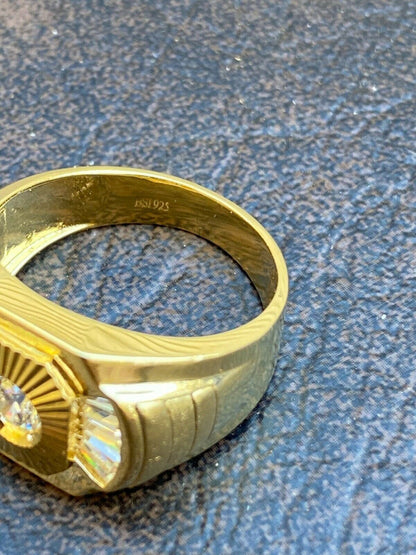 Italiano Silver, Inc Mens Real 925 Silver and 14k Yellow Gold Iced Baguette Diamond Custom Ring sz 7-13