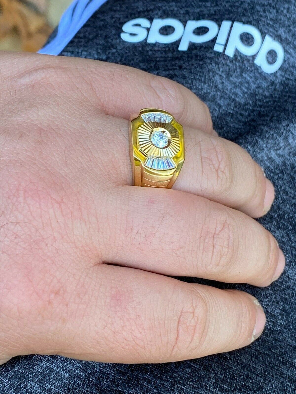 Italiano Silver, Inc Mens Real 925 Silver and 14k Yellow Gold Iced Baguette Diamond Custom Ring sz 7-13