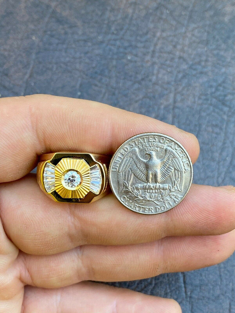 Italiano Silver, Inc Mens Real 925 Silver and 14k Yellow Gold Iced Baguette Diamond Custom Ring sz 7-13