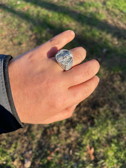 Italiano Silver, Inc Mens Real 925 Sterling Silver Egyptian King Pharaoh Iced Ring Baguette Diamond