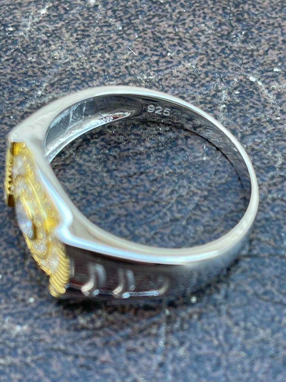 Italiano Silver, Inc Mens Real 925 Sterling Silver Iced Diamond Solitaire Pinky Solitaire Pinky Ring