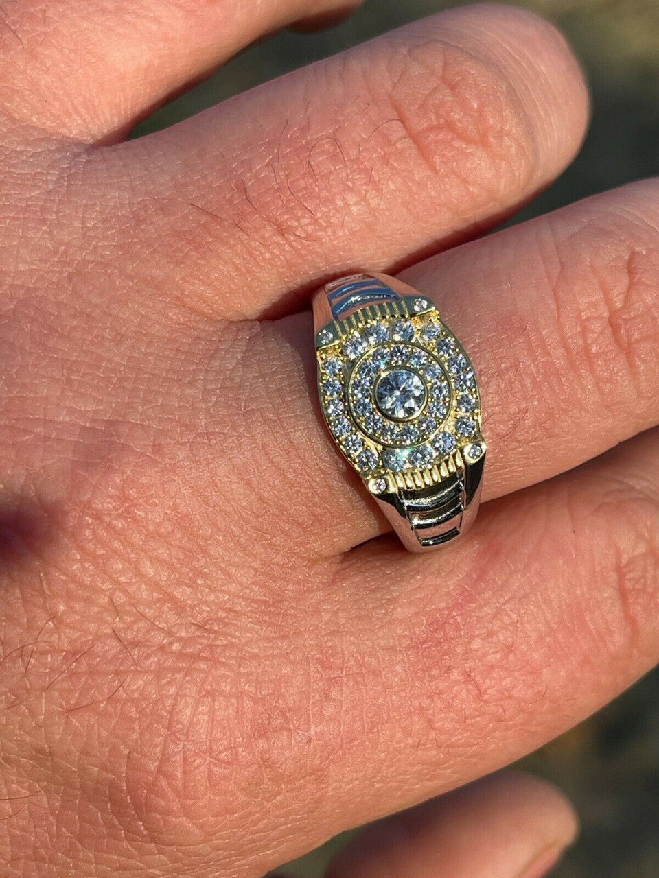 Italiano Silver, Inc Mens Real 925 Sterling Silver Iced Diamond Solitaire Pinky Solitaire Pinky Ring