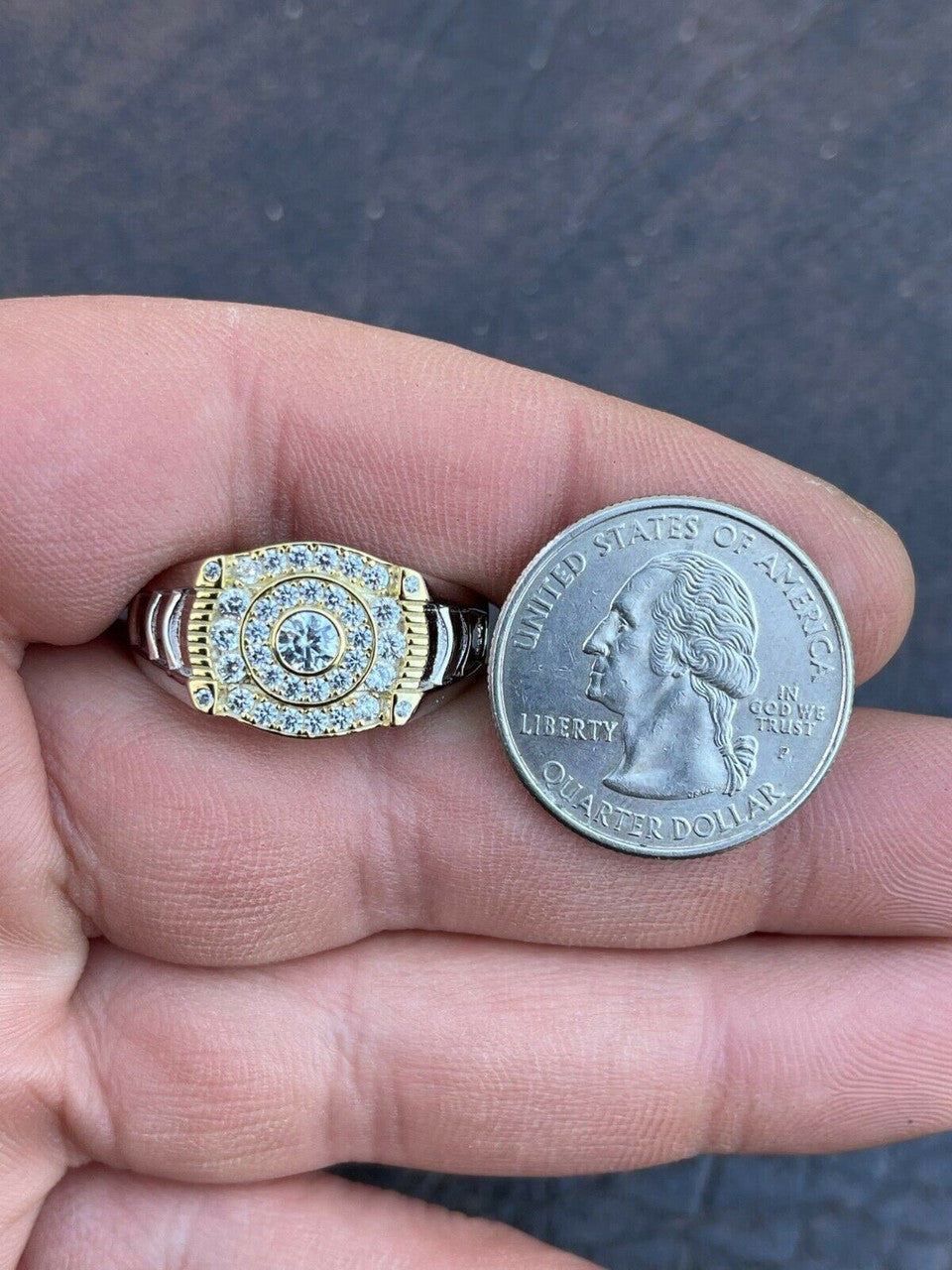 Italiano Silver, Inc Mens Real 925 Sterling Silver Iced Diamond Solitaire Pinky Solitaire Pinky Ring