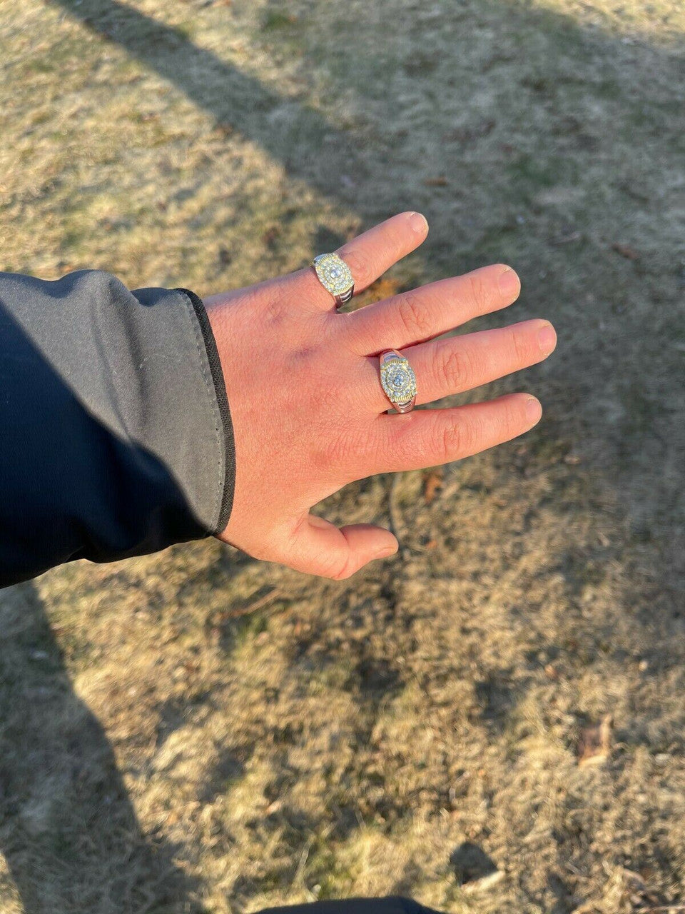 Italiano Silver, Inc Mens Real 925 Sterling Silver Iced Diamond Solitaire Pinky Solitaire Pinky Ring