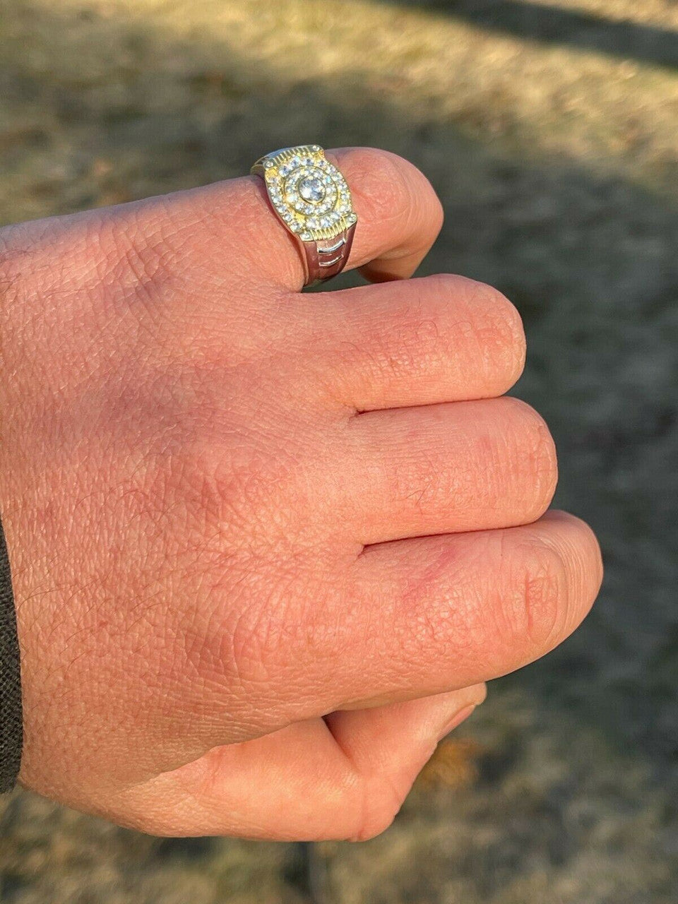 Italiano Silver, Inc Mens Real 925 Sterling Silver Iced Diamond Solitaire Pinky Solitaire Pinky Ring