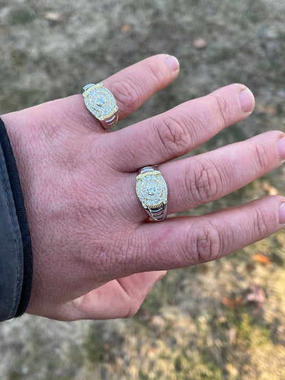 Italiano Silver, Inc Mens Real 925 Sterling Silver Iced Diamond Solitaire Pinky Solitaire Pinky Ring