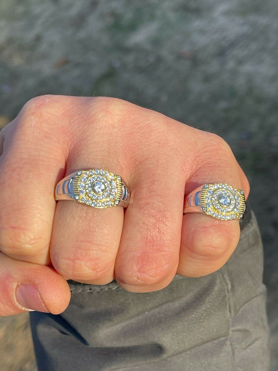 Italiano Silver, Inc Mens Real 925 Sterling Silver Iced Diamond Solitaire Pinky Solitaire Pinky Ring