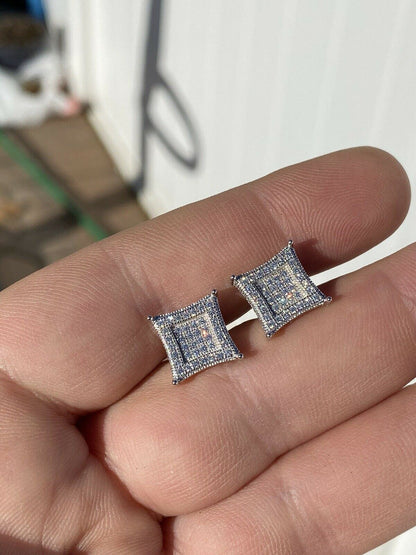 Italiano Silver, Inc Mens Real 925 Sterling Silver MOISSANITE Iced Kite Earrings Pass Diamond Tester