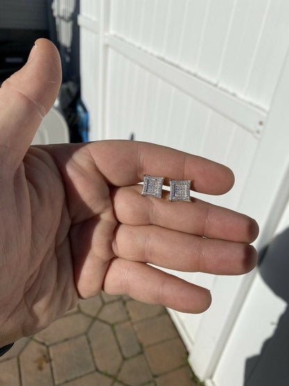 Italiano Silver, Inc Mens Real 925 Sterling Silver MOISSANITE Iced Kite Earrings Pass Diamond Tester