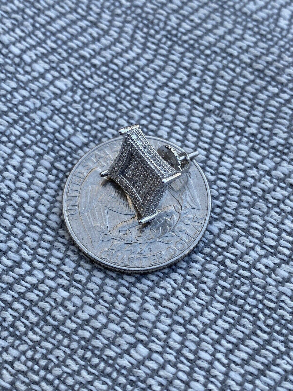 Italiano Silver, Inc Mens Real 925 Sterling Silver MOISSANITE Iced Kite Earrings Pass Diamond Tester