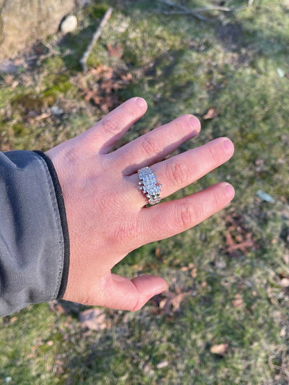 Italiano Silver, Inc Mens REAL 925 Sterling Silver Nugget Ring Baguette Iced Drip Diamonds Pinky Ring