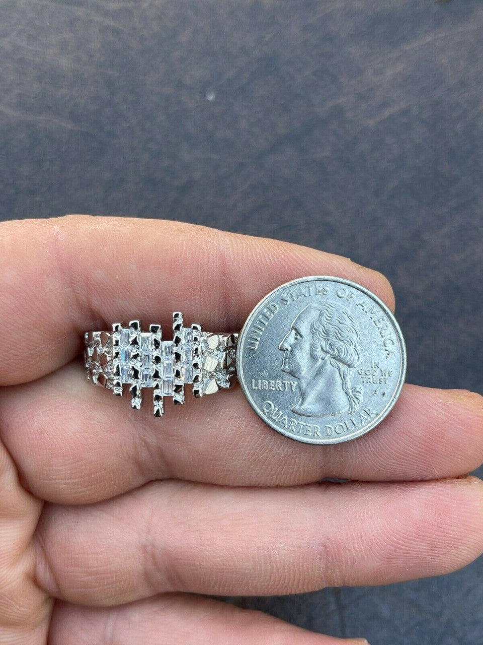 Italiano Silver, Inc Mens REAL 925 Sterling Silver Nugget Ring Baguette Iced Drip Diamonds Pinky Ring