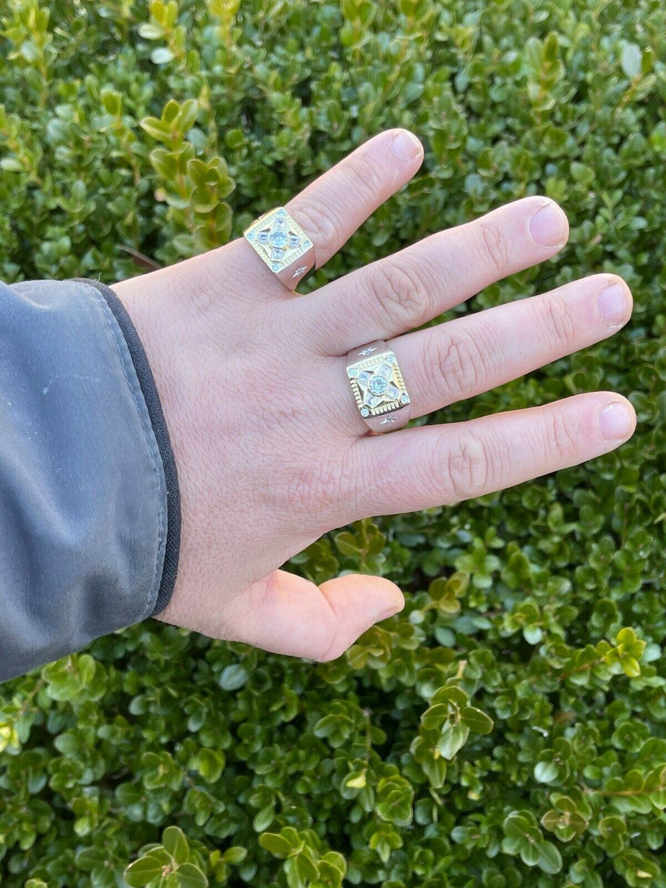 Italiano Silver, Inc Mens Real Solid 925 Silver Iced Diamond Solitaire Ring Size 6 7 8 9 10 11 12 13