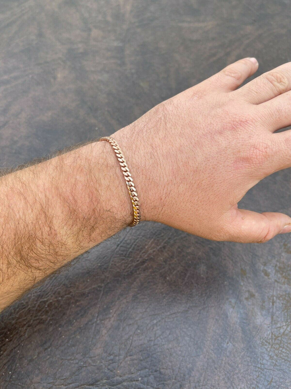 Italiano Silver, Inc Mens Real Solid 925 Sterling Silver 14k Rose Gold Miami Cuban Bracelet 5-12mm