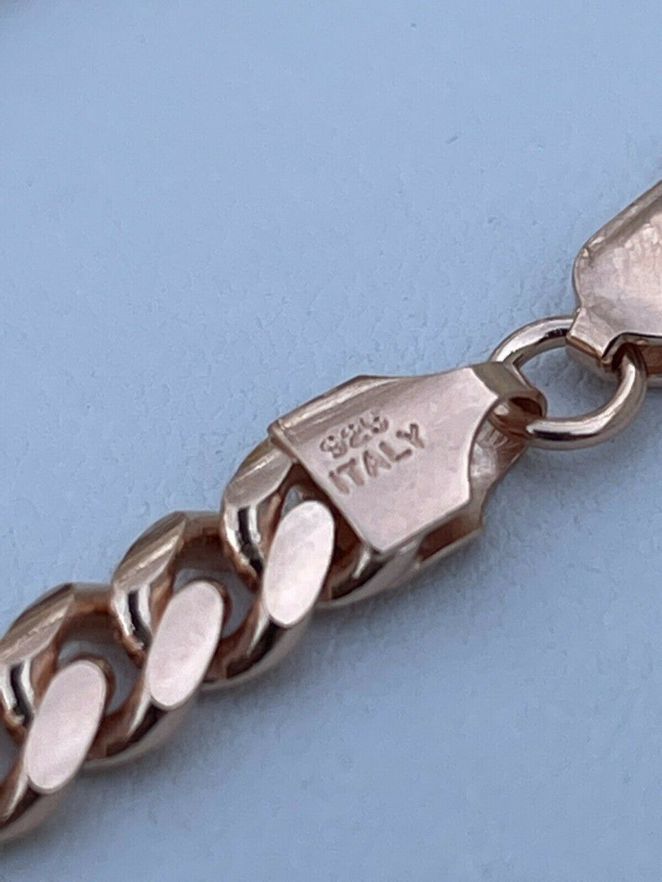 Italiano Silver, Inc Mens Real Solid 925 Sterling Silver 14k Rose Gold Miami Cuban Bracelet 5-12mm