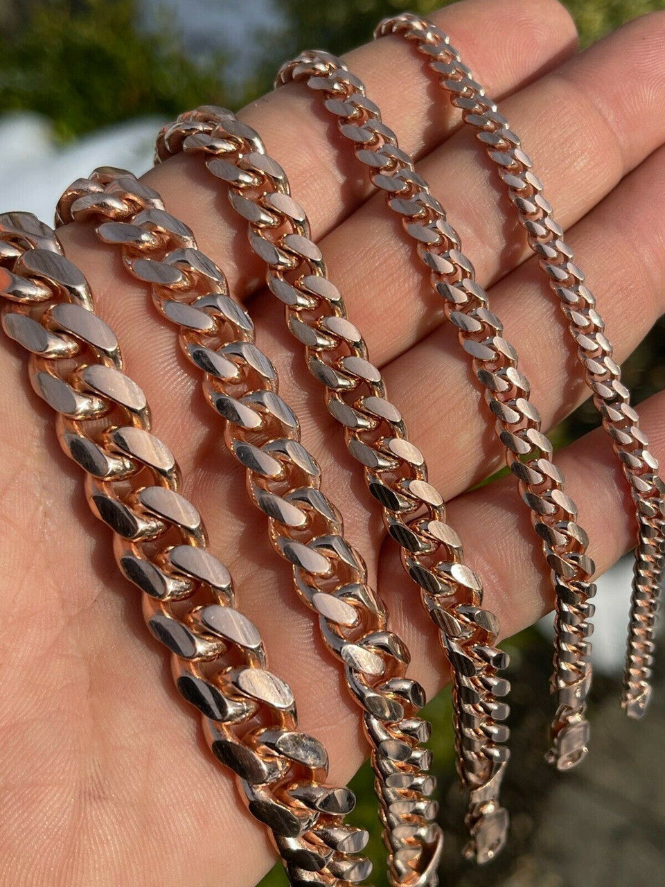 Italiano Silver, Inc Mens Real Solid 925 Sterling Silver 14k Rose Gold Miami Cuban Bracelet 5-12mm