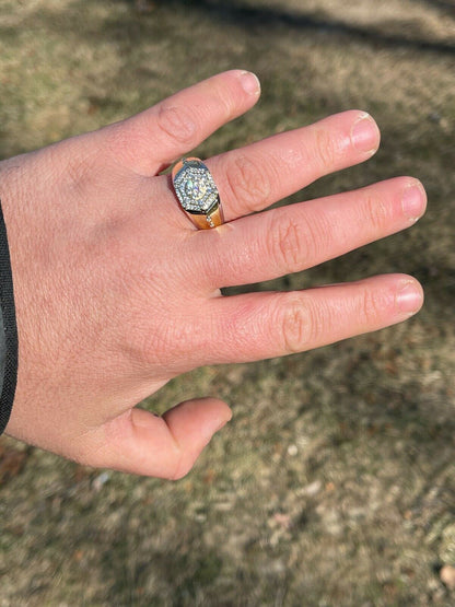 Italiano Silver, Inc Mens Real Solid 925 Sterling Silver and 14k Gold Diamond RING Sz 6-13 ICED Hip Hop