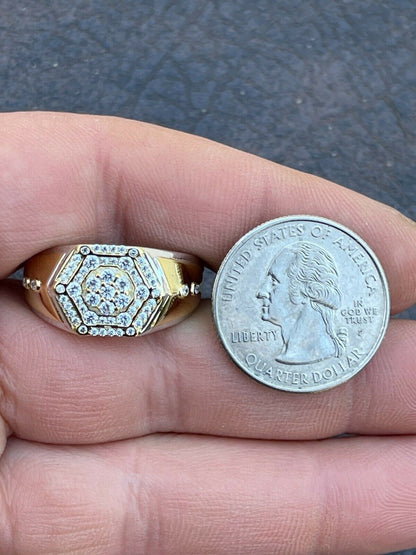 Italiano Silver, Inc Mens Real Solid 925 Sterling Silver and 14k Gold Diamond RING Sz 6-13 ICED Hip Hop