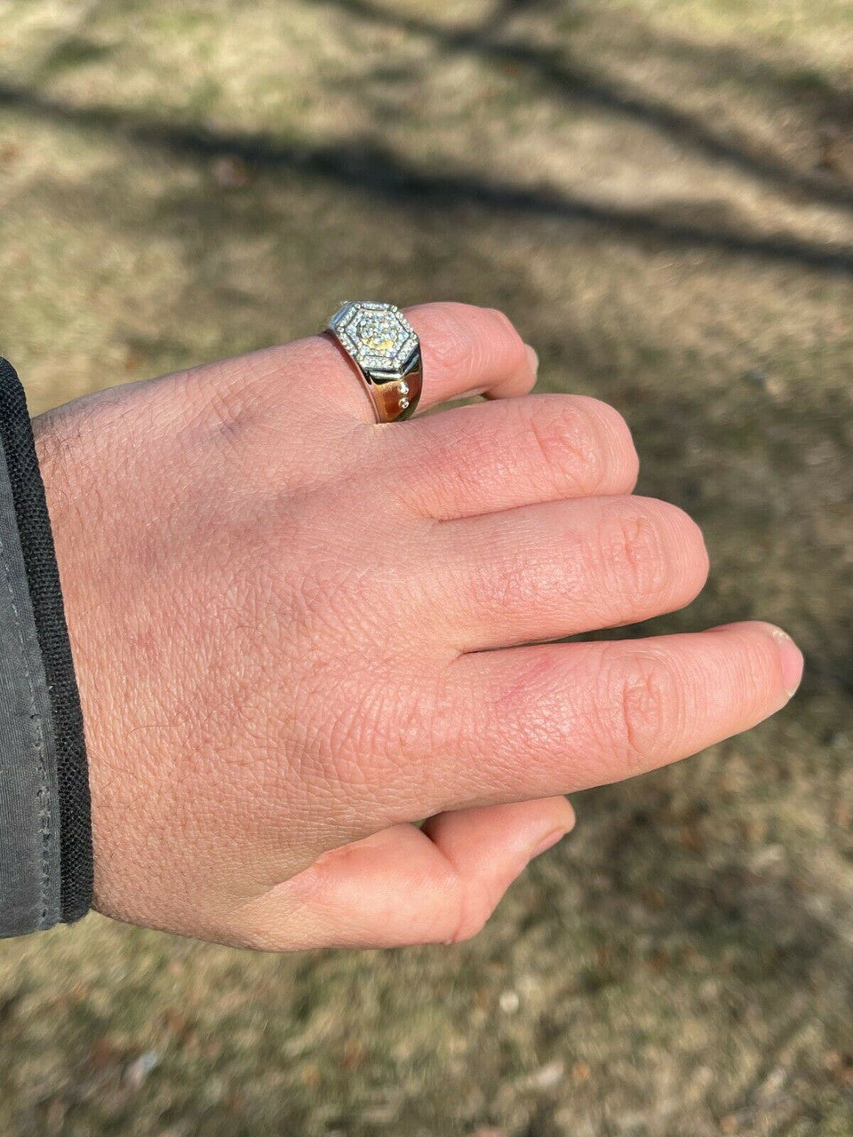 Italiano Silver, Inc Mens Real Solid 925 Sterling Silver and 14k Gold Diamond RING Sz 6-13 ICED Hip Hop