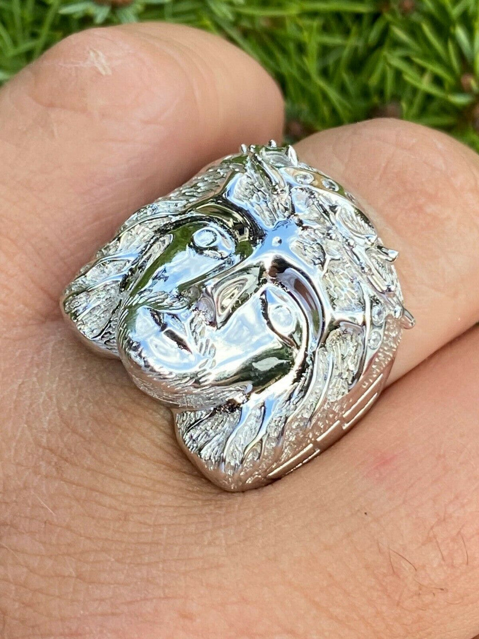 Jesus face シルバーリング　ビンテージ品 Mens Real Solid 925 Sterling Silver Jesus Face Ring Pinky Hip Hop