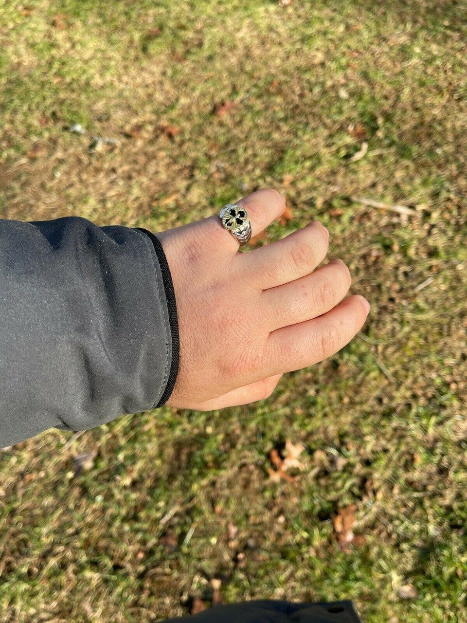 Italiano Silver, Inc Mens Real Solid 925 Sterling Silver Jesus On Cross Ring 14k Gold and Enamel Finish