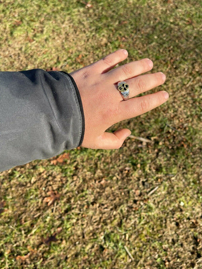 Italiano Silver, Inc Mens Real Solid 925 Sterling Silver Jesus On Cross Ring 14k Gold and Enamel Finish