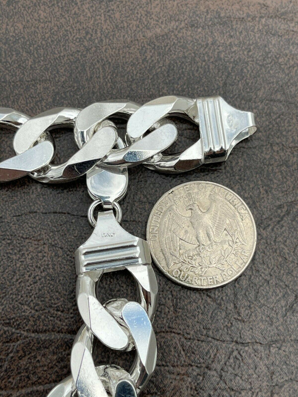 Italiano Silver, Inc Mens Real Solid 925 Sterling Silver Miami Cuban Link Kilo Chain 17.5mm 300 Grams