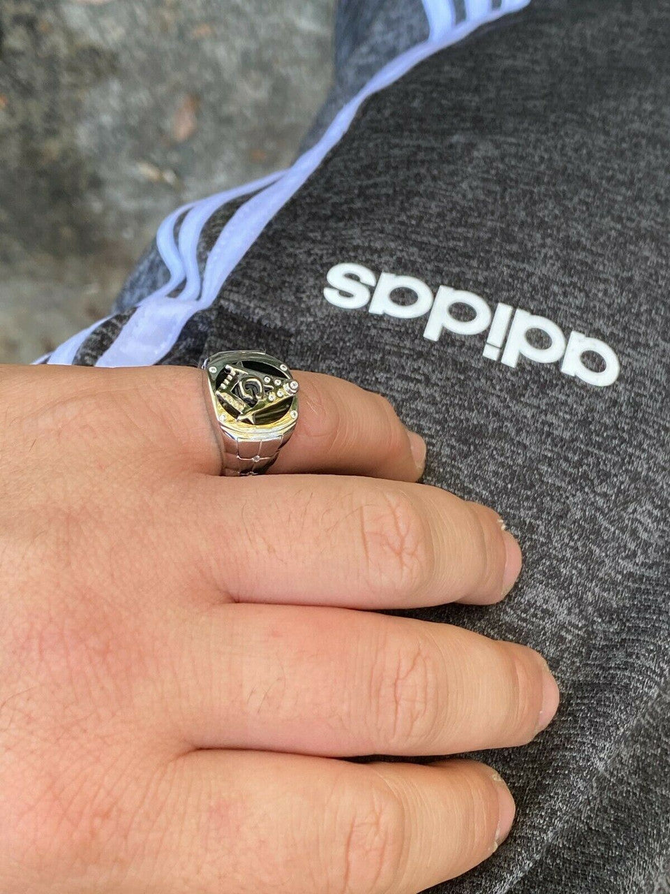 Italiano Silver, Inc Mens Real Solid 925 Sterling Silver Ring FreeMason Masonic Letter G Black Onyx