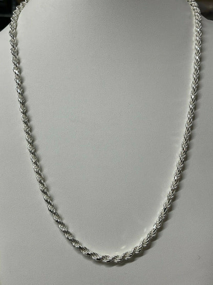 Italiano Silver, Inc Mens Rope Chain Real Solid 925 Sterling Silver Necklace 6mm 18-30 ITALY MADE