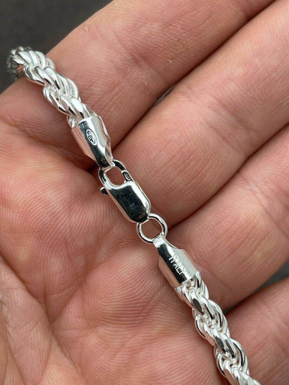 Italiano Silver, Inc Mens Rope Chain Real Solid 925 Sterling Silver Necklace 6mm 18-30 ITALY MADE