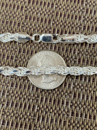 Italiano Silver, Inc Mens Rope Chain Real Solid 925 Sterling Silver Necklace 6mm 18-30 ITALY MADE