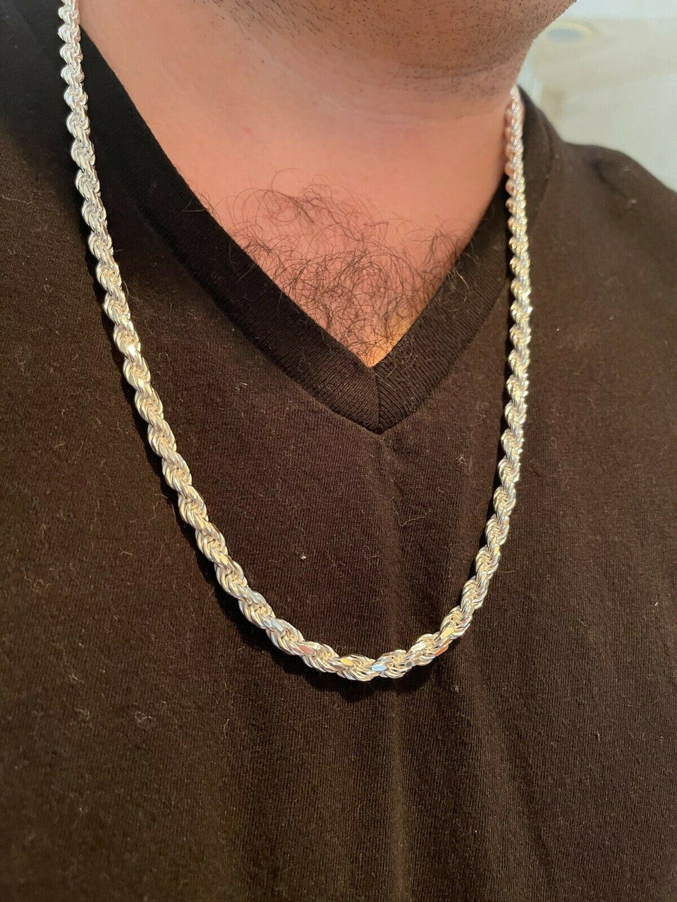 Italiano Silver, Inc Mens Rope Chain Real Solid 925 Sterling Silver Necklace 6mm 18-30 ITALY MADE