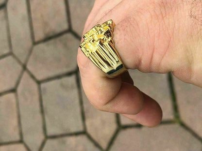 Italiano Silver, Inc Mens Solid 10k Yellow Gold Heavy Nugget Ring 11-13 Grams
