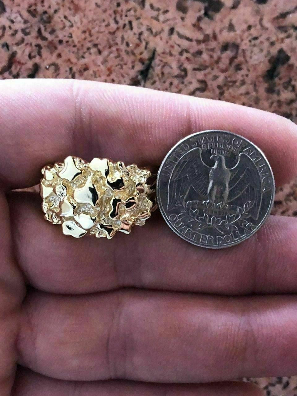 Italiano Silver, Inc Mens Solid 10k Yellow Gold Heavy Nugget Ring 11-13 Grams