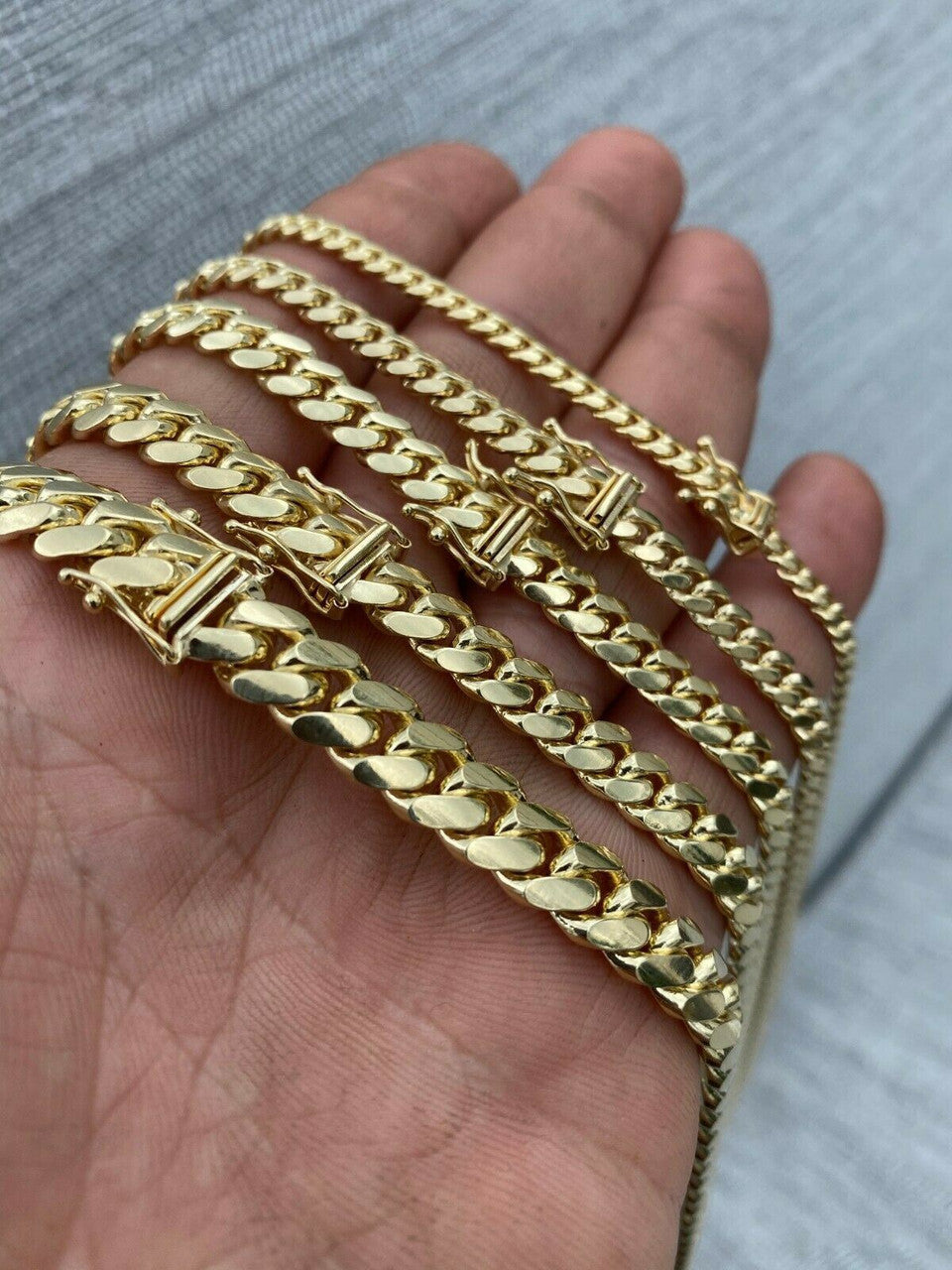 Italiano Silver, Inc Mens Solid 10k Yellow Gold Miami Cuban Link Chain Or Bracelet Box Lock Necklace