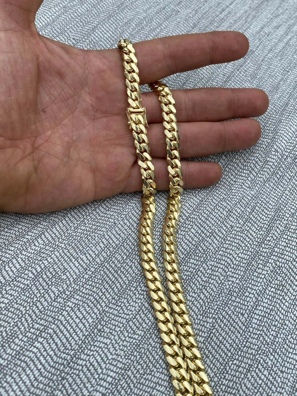Italiano Silver, Inc Mens Solid 10k Yellow Gold Miami Cuban Link Chain Or Bracelet Box Lock Necklace