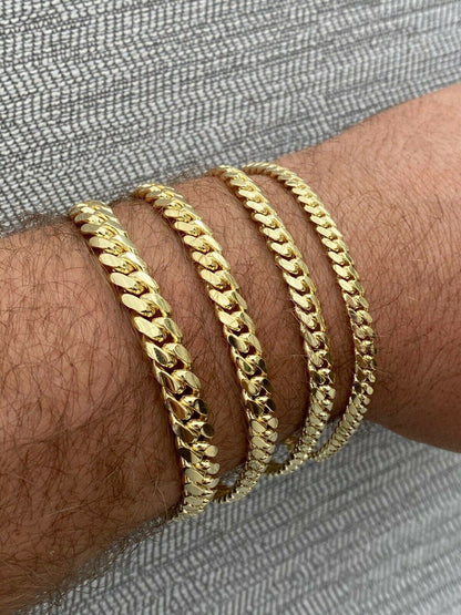 Italiano Silver, Inc Mens Solid 10k Yellow Gold Miami Cuban Link Chain Or Bracelet Box Lock Necklace