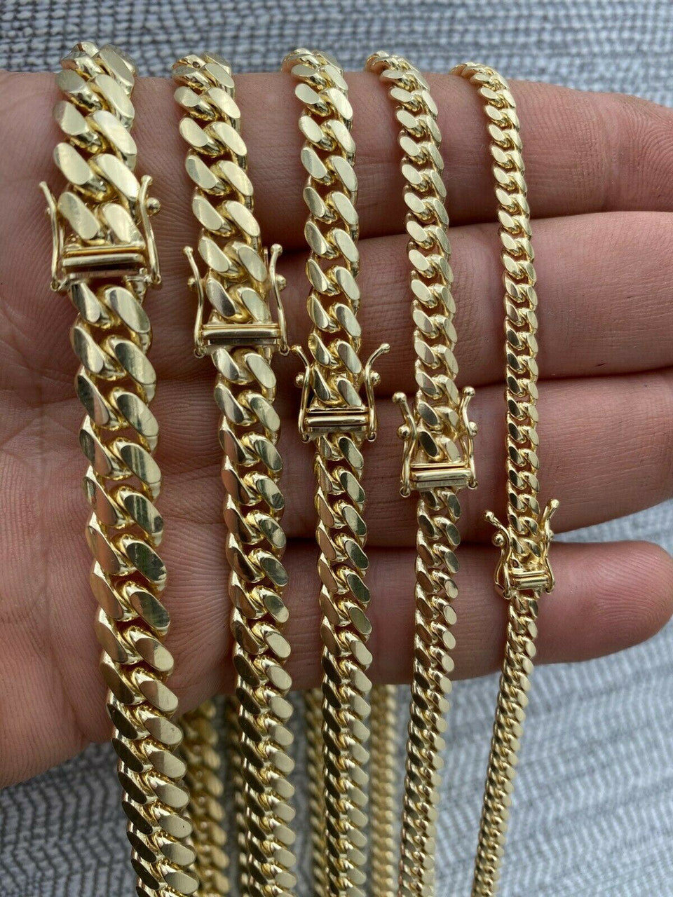 Italiano Silver, Inc Mens Solid 10k Yellow Gold Miami Cuban Link Chain Or Bracelet Box Lock Necklace