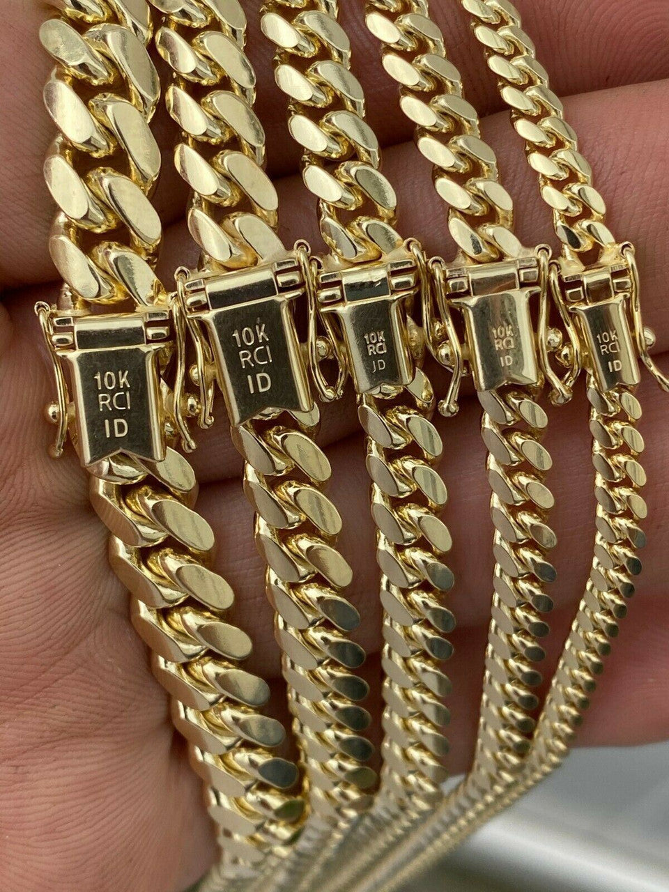 Italiano Silver, Inc Mens Solid 10k Yellow Gold Miami Cuban Link Chain Or Bracelet Box Lock Necklace