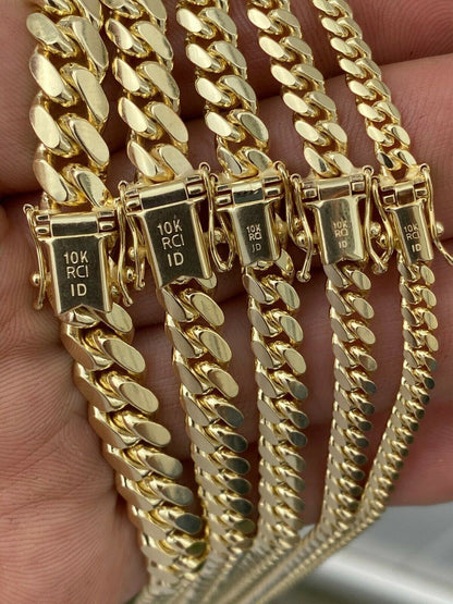 Italiano Silver, Inc Mens Solid 10k Yellow Gold Miami Cuban Link Chain Or Bracelet Box Lock Necklace
