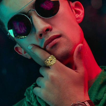 Italiano Silver, Inc Mens Solid 14k Yellow Gold Heavy Nugget Ring Size 7 8 9 10 11 12 13 12-14 Grams