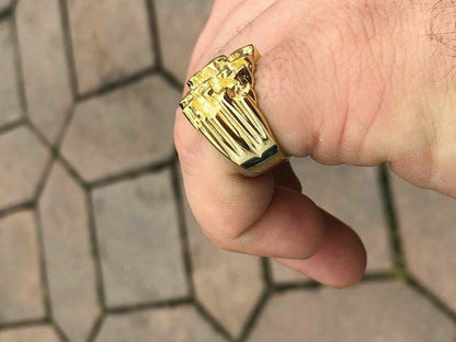 Italiano Silver, Inc Mens Solid 14k Yellow Gold Heavy Nugget Ring Size 7 8 9 10 11 12 13 12-14 Grams